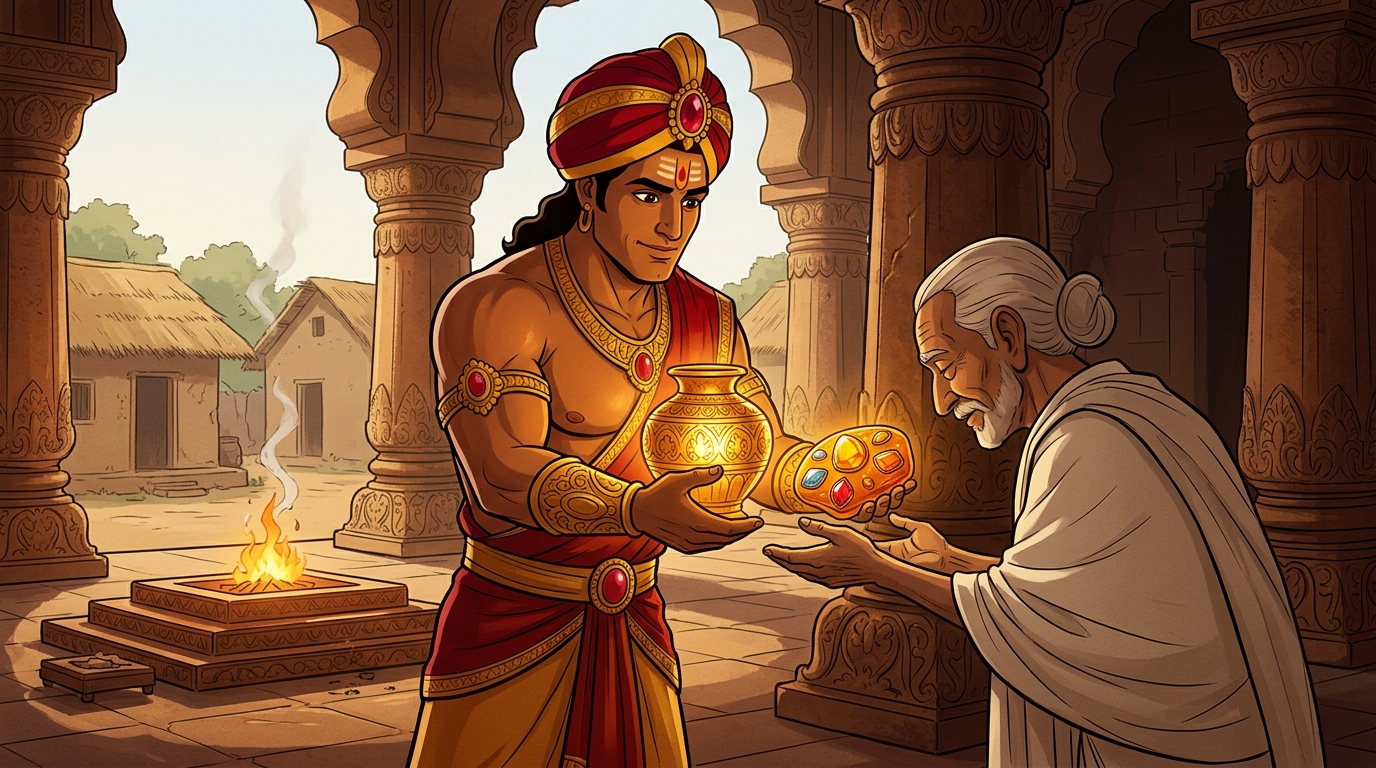 Vikramaditya declares: 'Then take both treasures forever!'