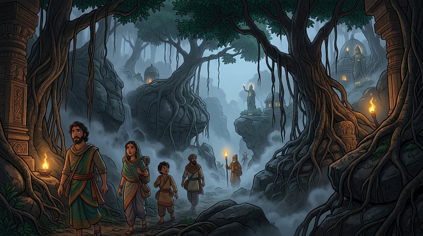 Walking through dark twisted banyan trees and granite gorges shrouded in creeping fog