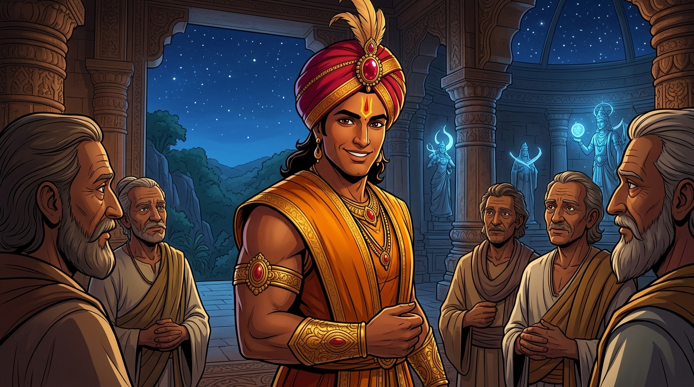 Vikramaditya smiles at the scholars: 'Selfless compassion rewrites the stars!'