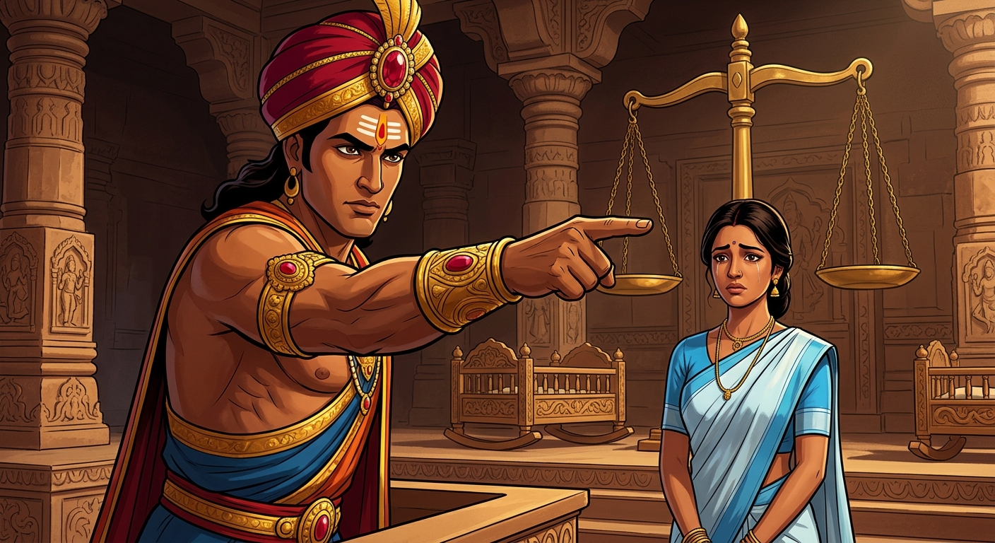 Vikramaditya points to Gunavati: 'She who chooses the child's life is the true mother!'