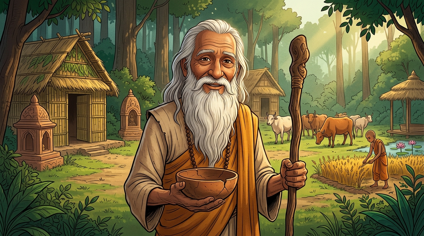 Realizing the sage's pure wisdom, Vikramaditya stands tall, making a solemn royal vow