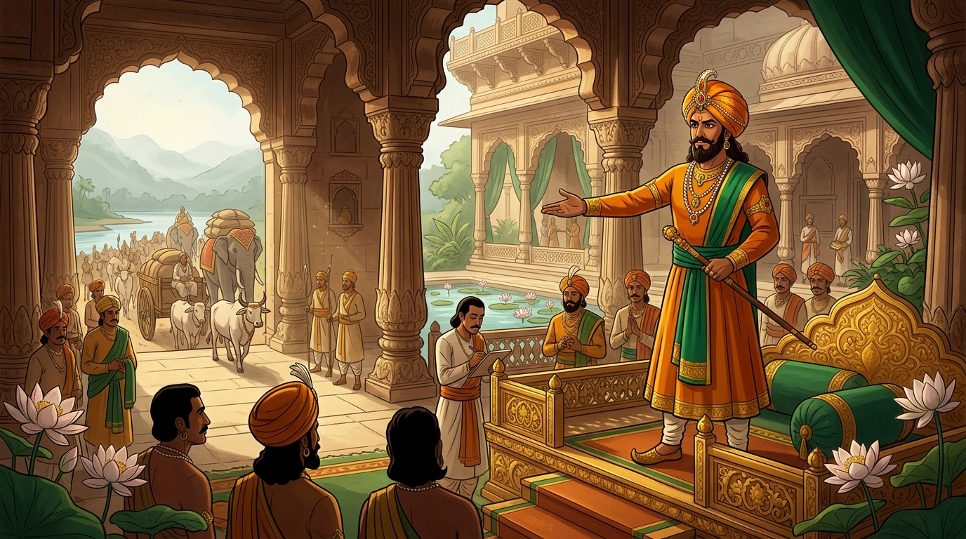 The entire royal court prepares for the grandest charity mobilization in Ujjayini's history