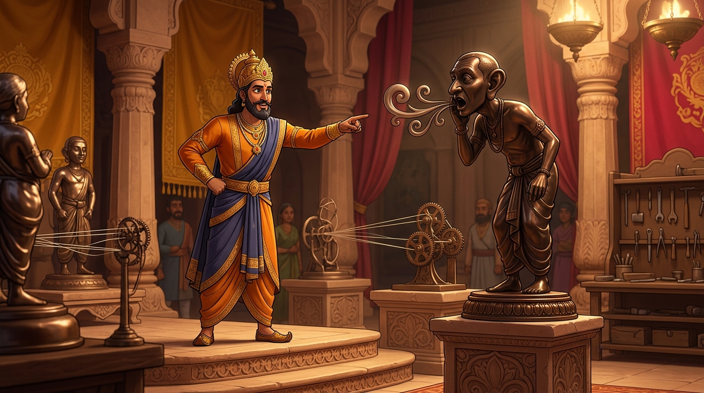 Vikramaditya points to the Second Statue: 'This is worth ONE THOUSAND DINARS!'