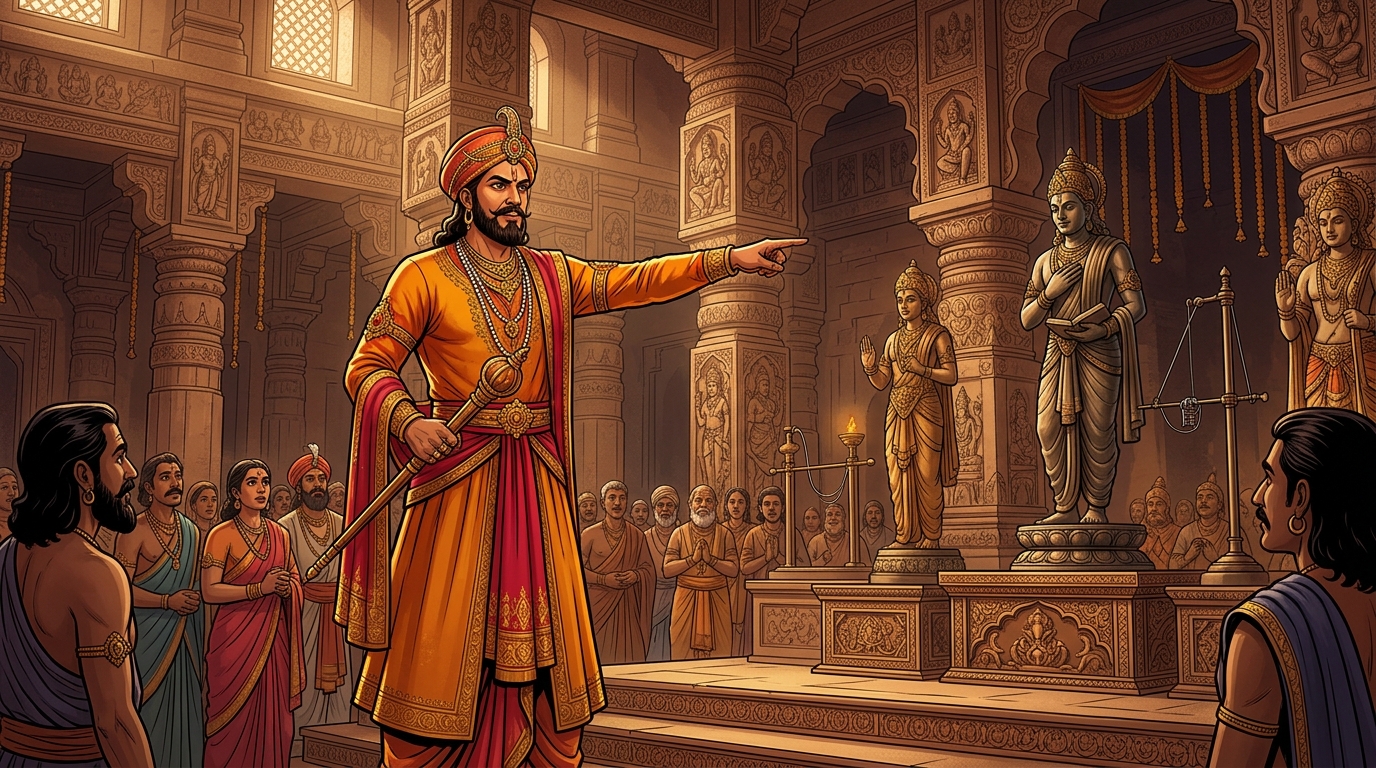 Vikramaditya points to the Third Statue: 'This is worth ONE HUNDRED THOUSAND GOLD DINARS!'