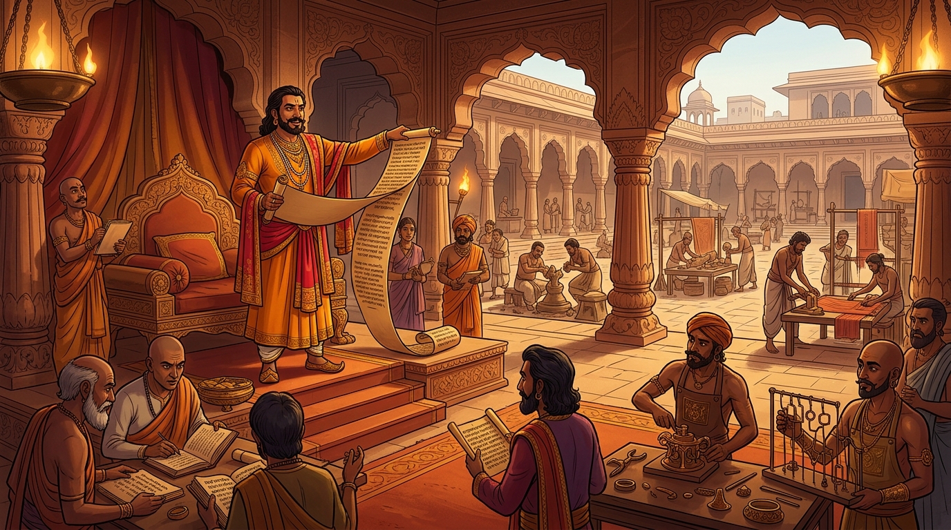 King Bhoja issues royal proclamations establishing philosophical academies