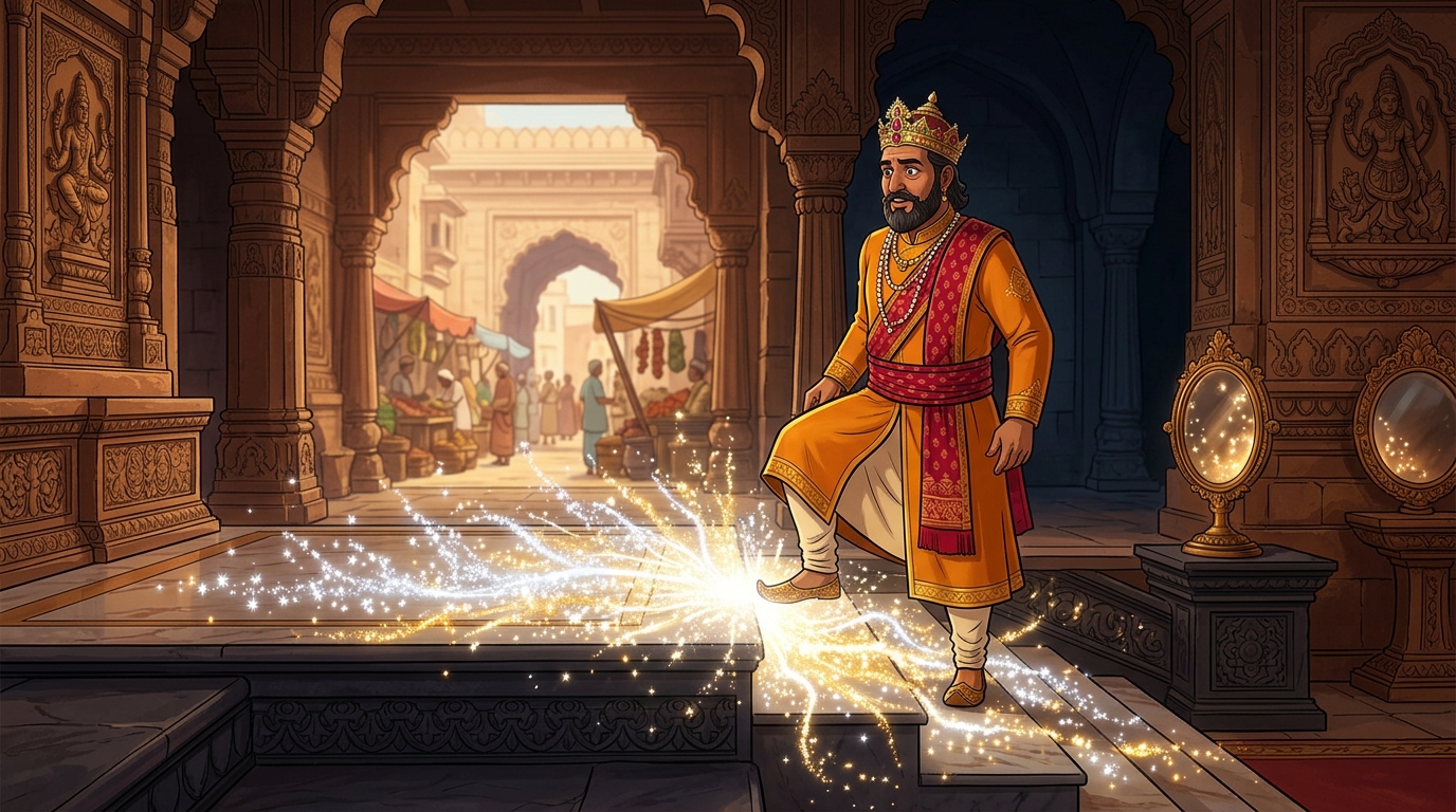 The marble dais erupts with brilliant starlight-silver and golden radiance