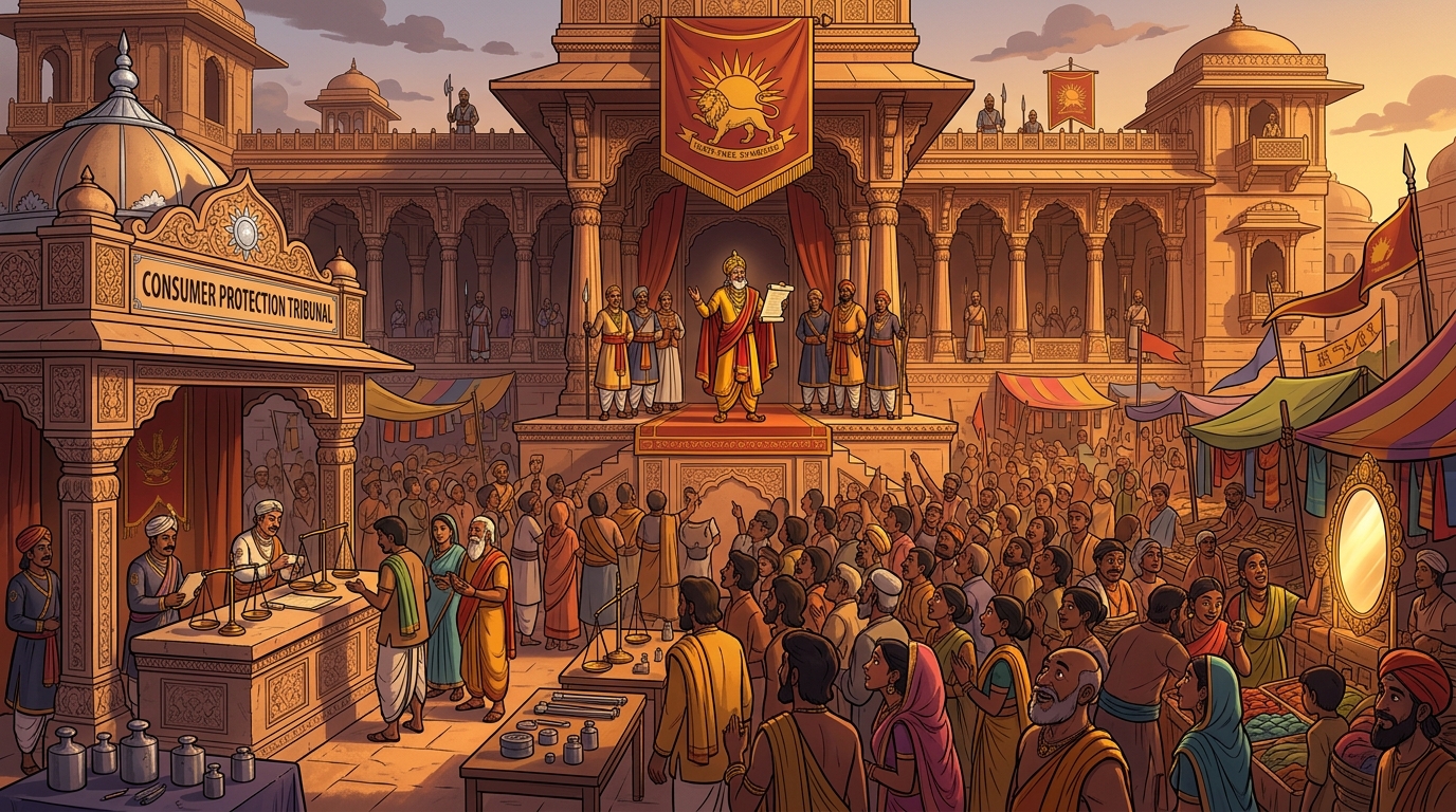 King Bhoja issues royal proclamations establishing consumer protection tribunals