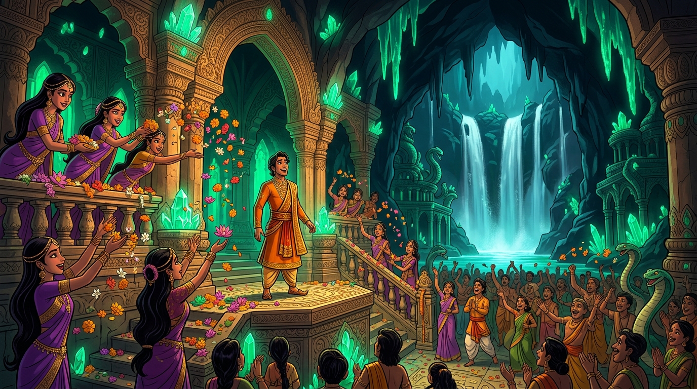 The grand bioluminescent court of Patala restored to emerald glory