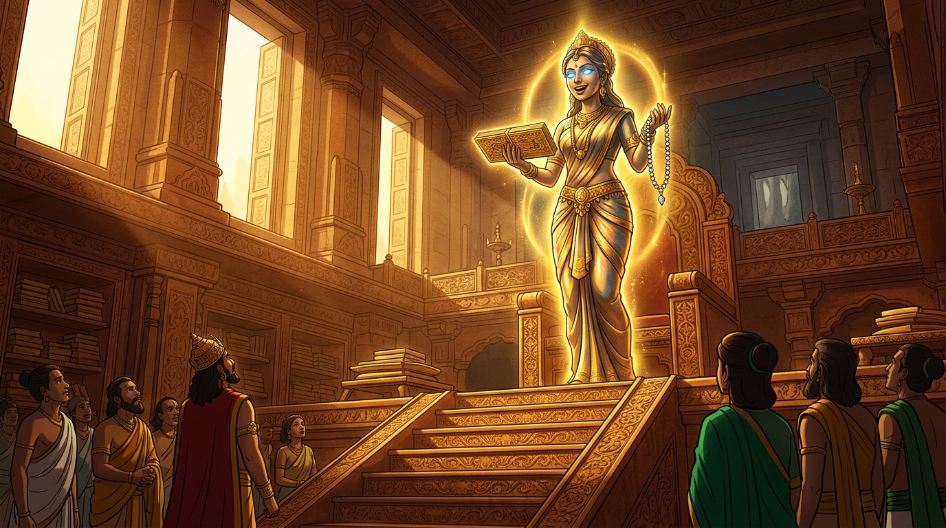 Vidyavati speaks: 'Do you possess the boundless reverence for true wisdom of Vikramaditya?'