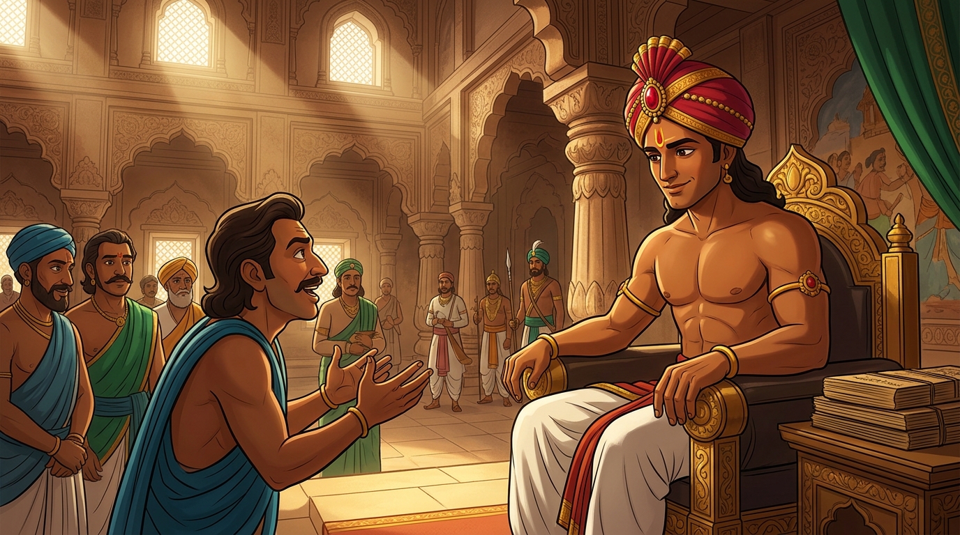 Vikramaditya listens with a calm discerning smile, seeing the pride behind their words