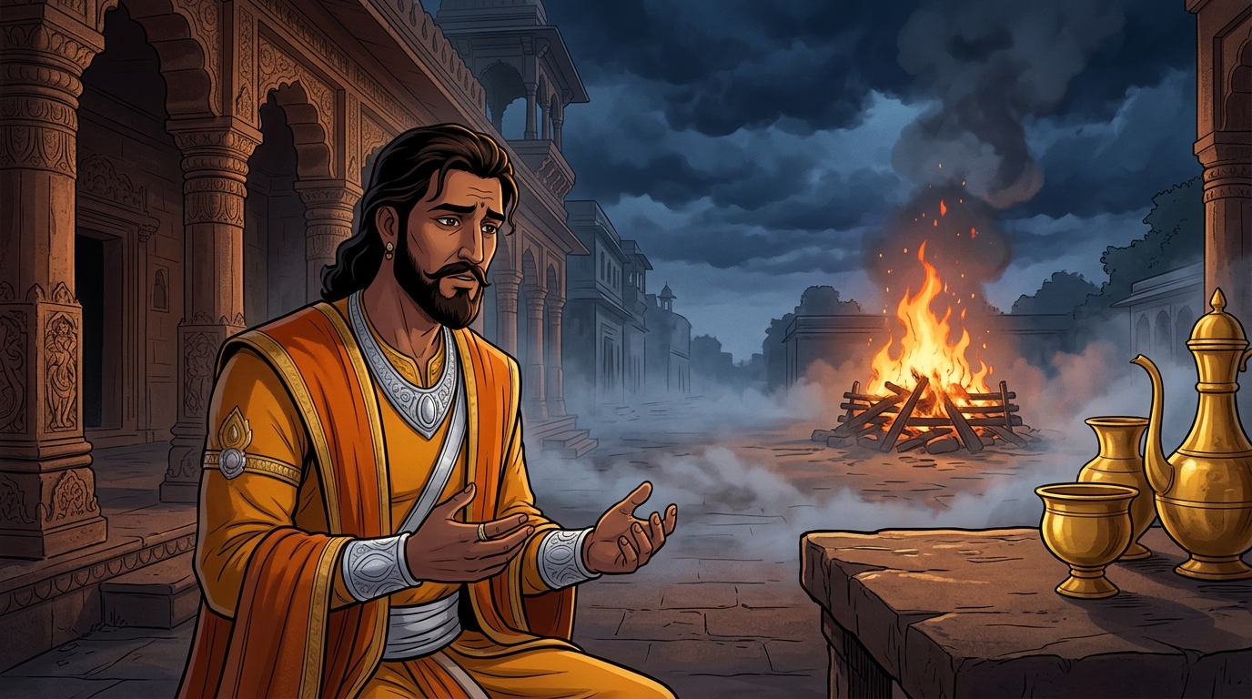 Vikramaditya answers: 'The hidden remorse and grief (Shoka) burning in a repentant heart!'