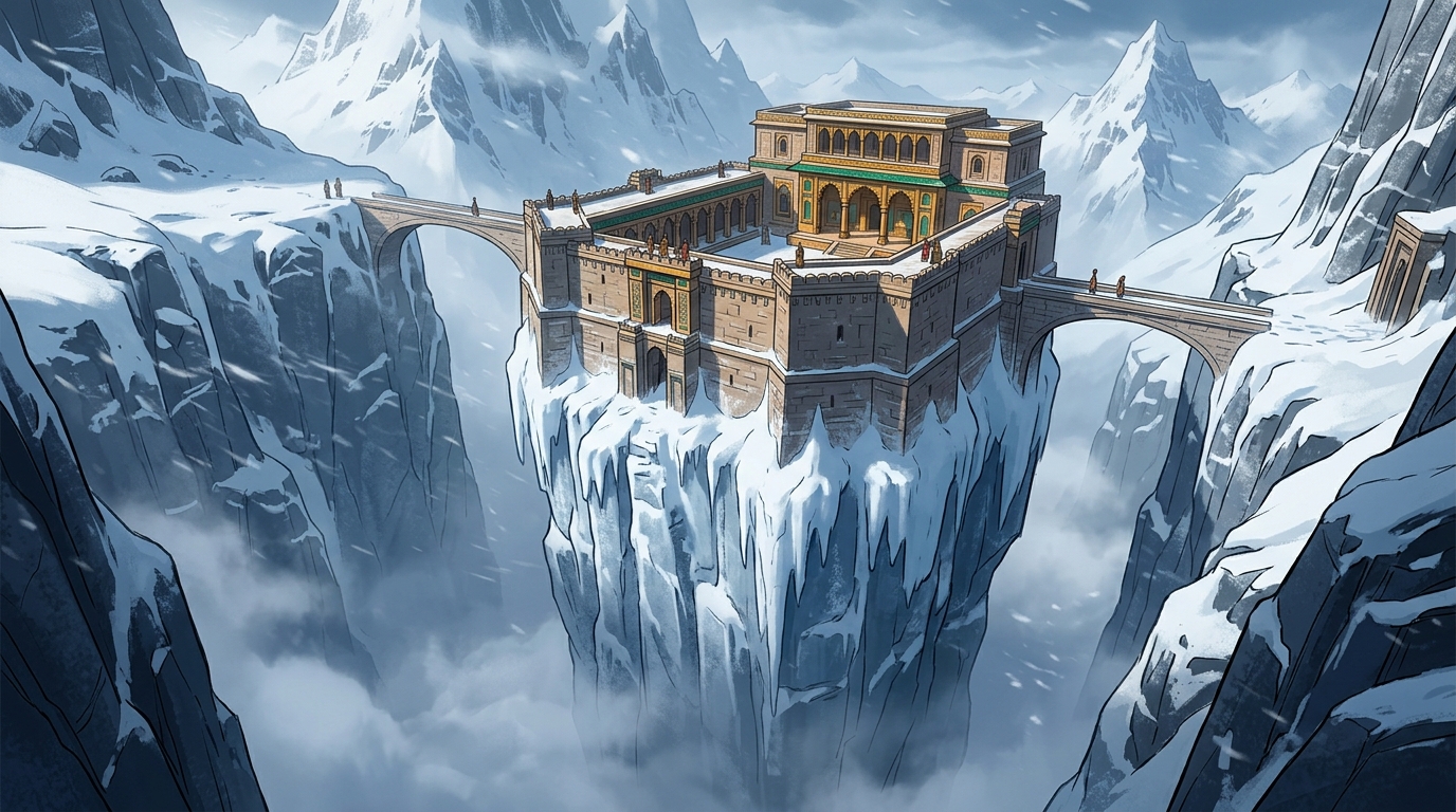 The forbidding stone fortress of Khadga-Durg perched on a vertical ice needle