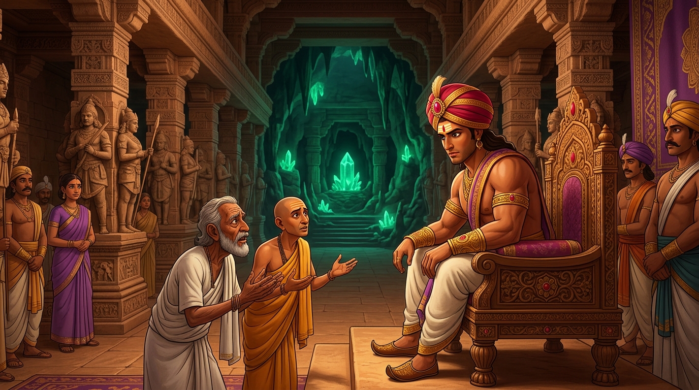 In the grand audience hall of Ujjayini, Vikramaditya listens to an emotional plea