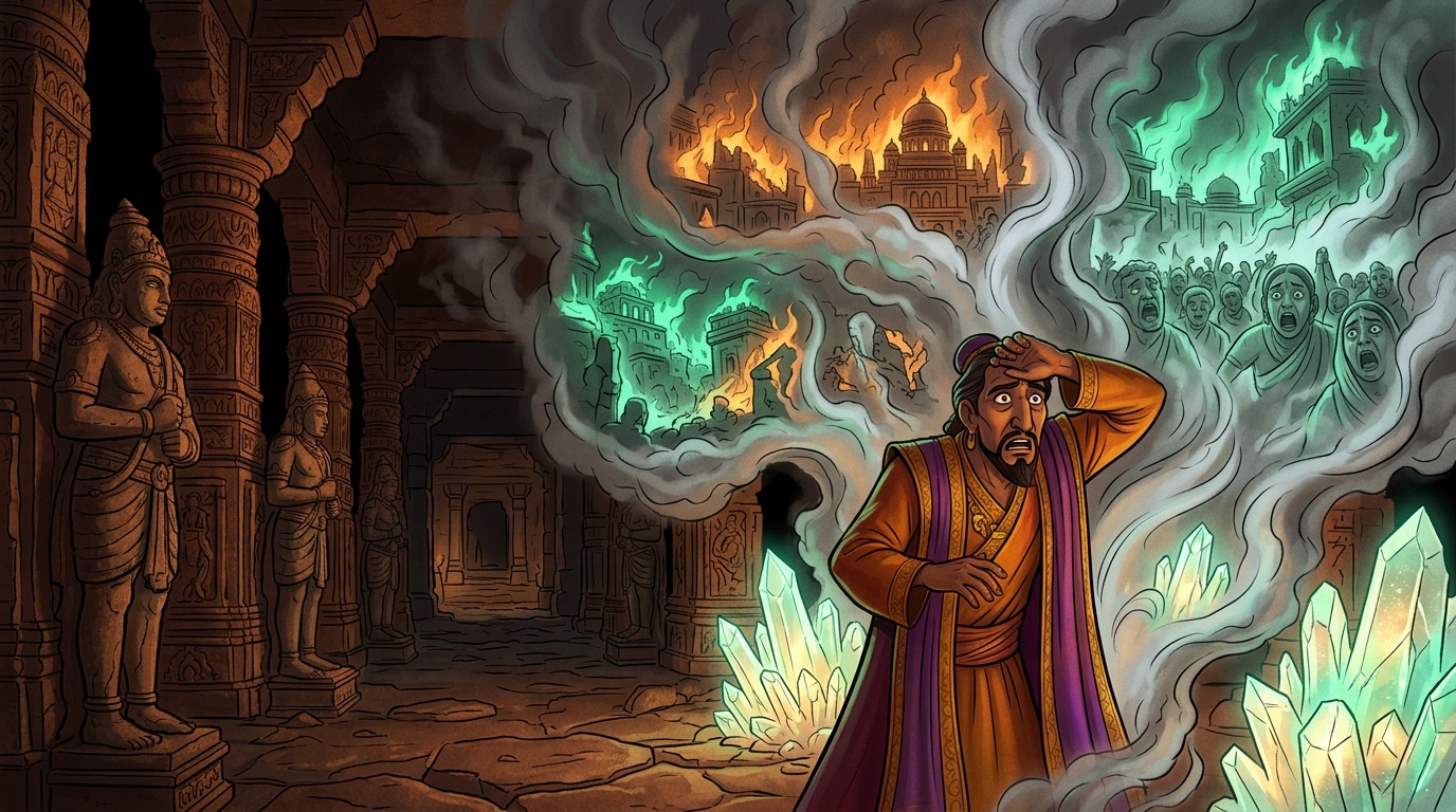 Illusions of burning cities and screaming citizens appear in the smoke