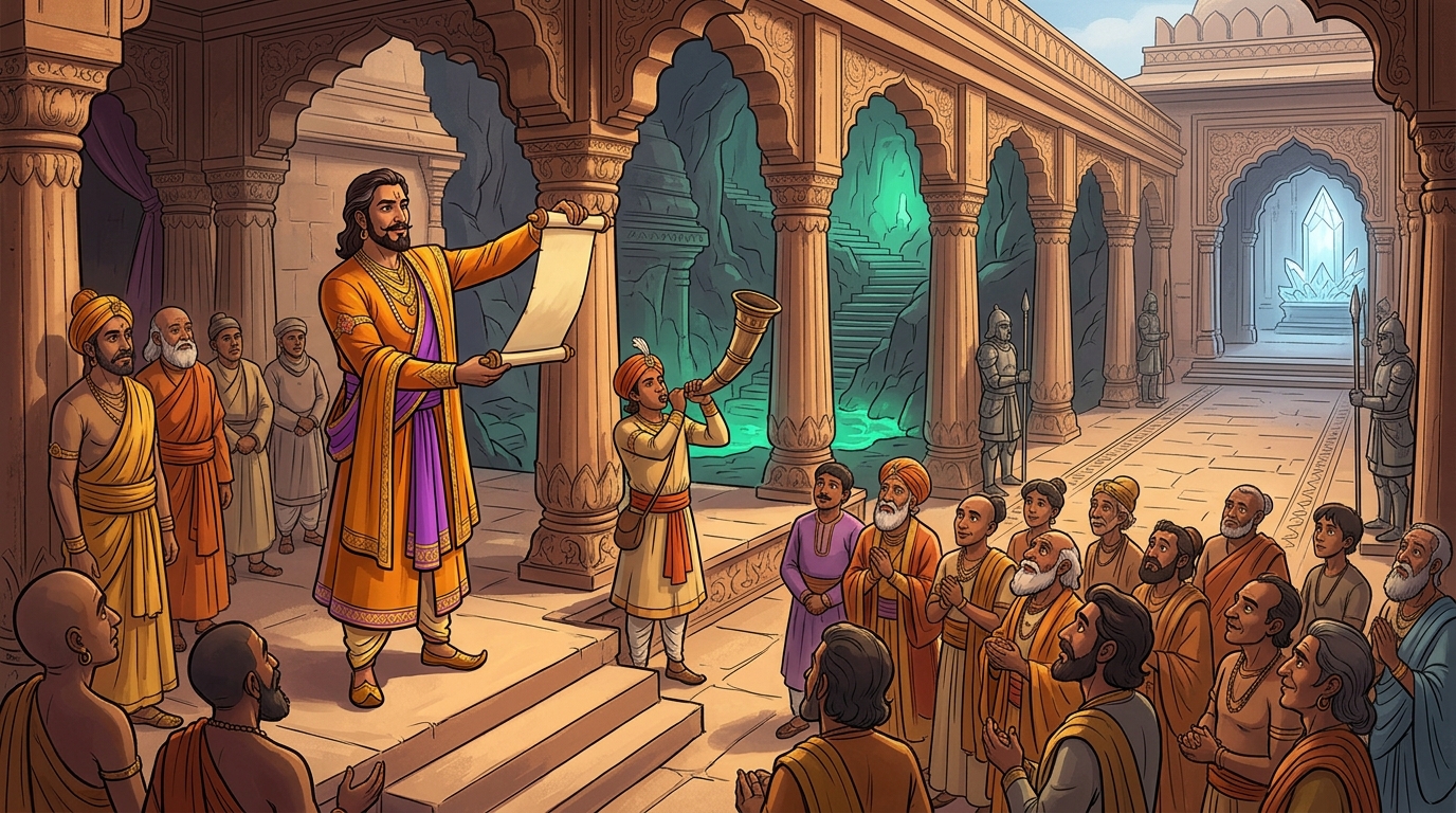 King Bhoja issues royal proclamations establishing spiritual wellness retreats