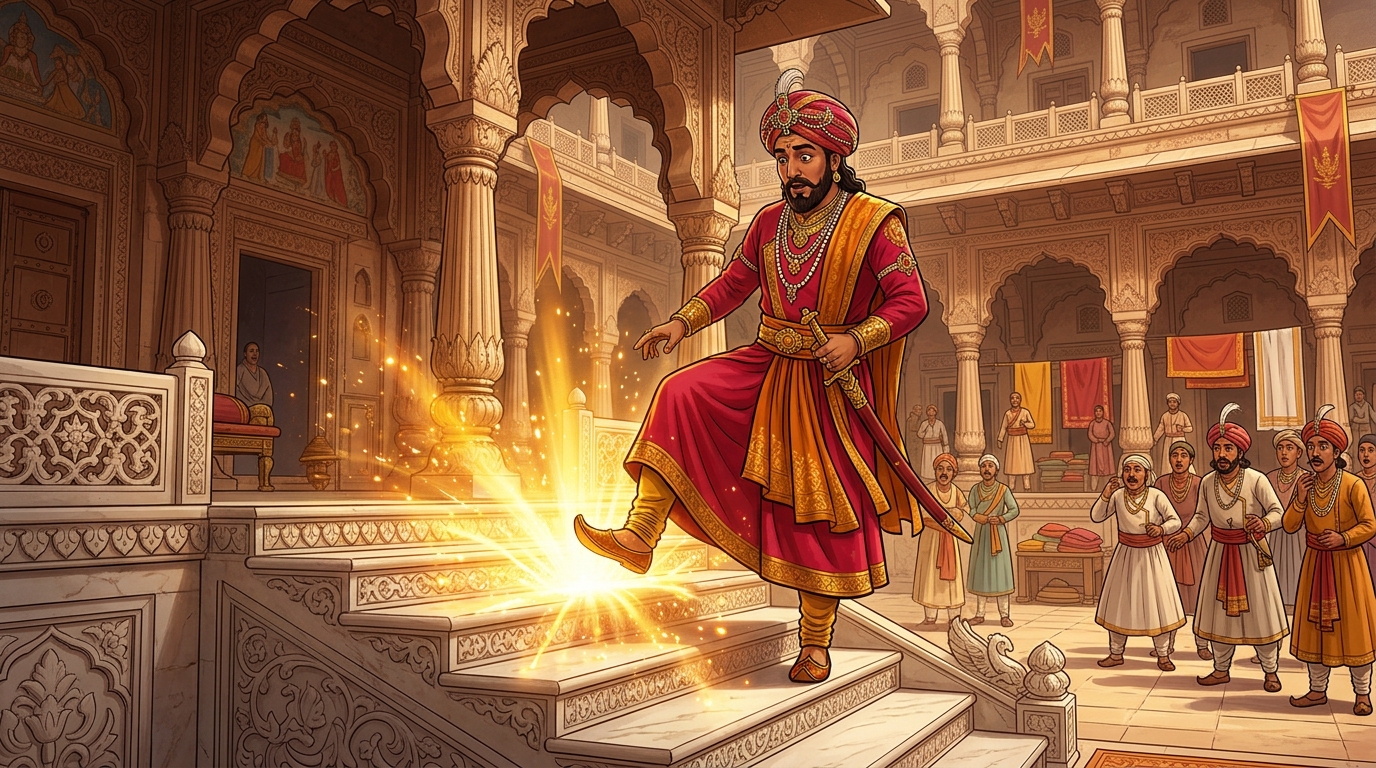 The marble dais erupts with brilliant saffron-golden and topaz-amber radiance