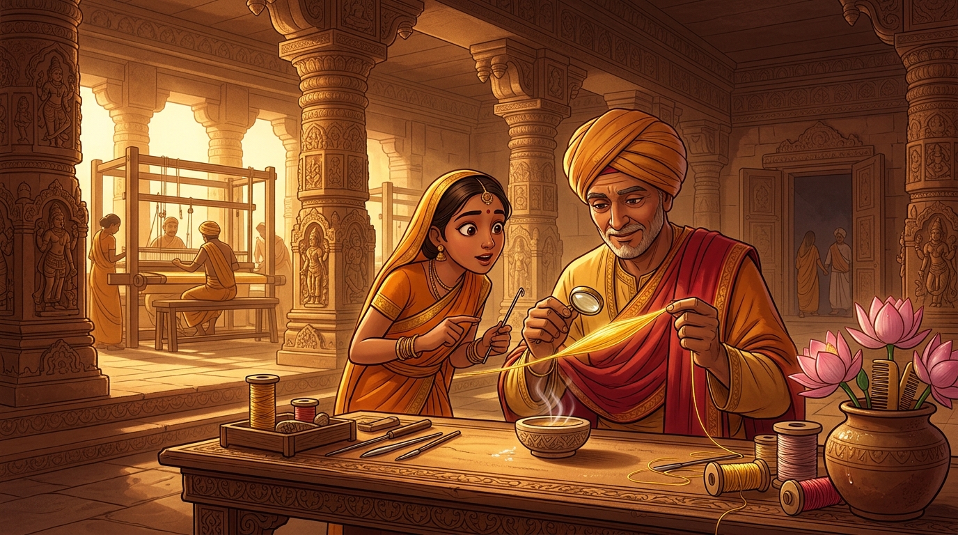 Padmanabha's master thread remains pure, sparkling, and releases the sweet fragrance of beeswax and lotus