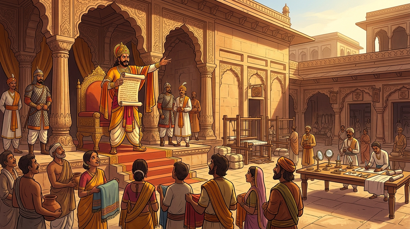 King Bhoja issues royal proclamations establishing fair artisan wage protections