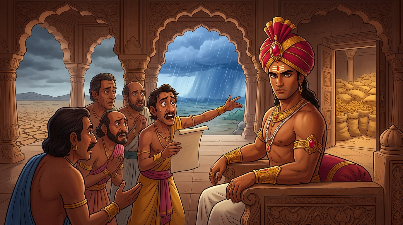 In royal court, ministers advise Vikramaditya to shut city gates and turn away refugees