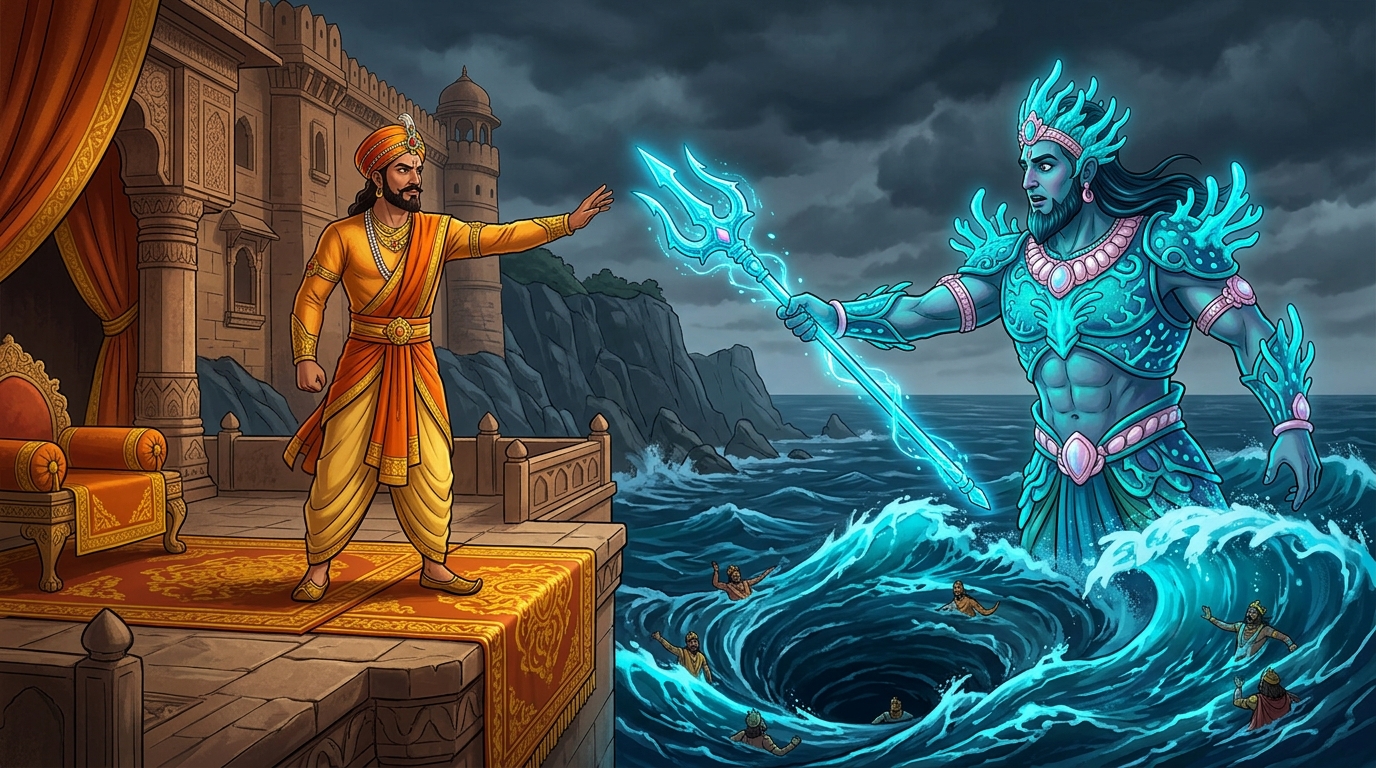 First Trial: Varuna offers the ocean trident to drown rivals; Vikramaditya declines