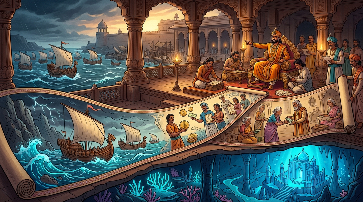 King Bhoja issues royal proclamations establishing coastal rescue fleets