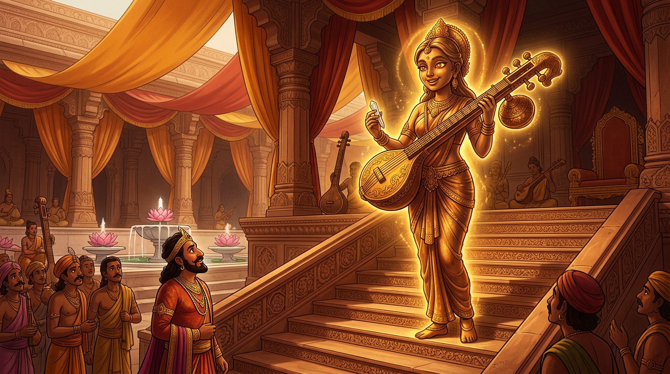 Dhwanimati speaks: 'Do you possess the musical soul-discernment of Vikramaditya?'