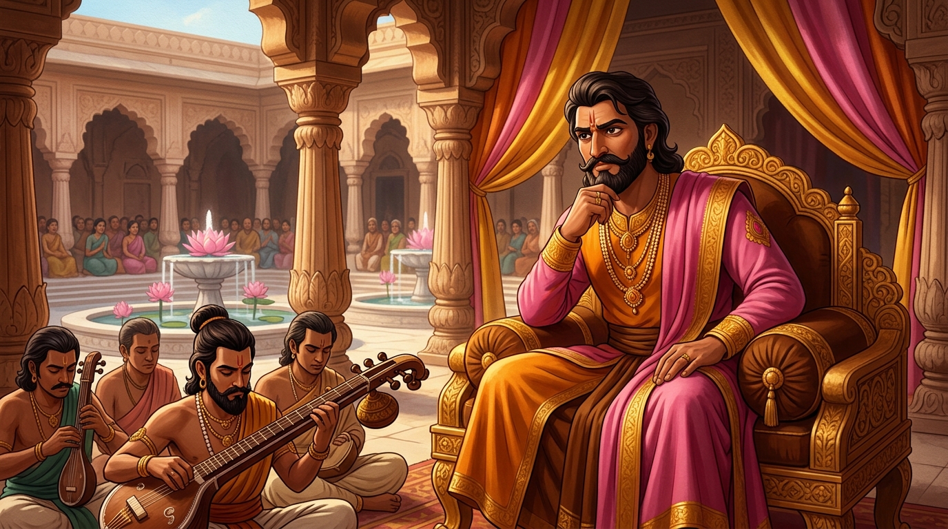 Vikramaditya listens quietly, noting that while technical notes are flawless, the music lacks Bhava