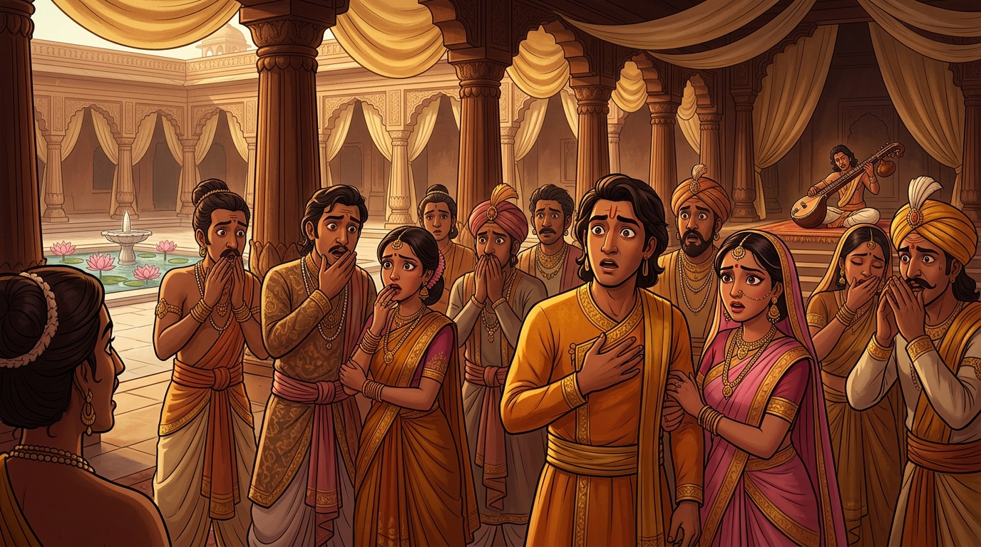 The nobles gasp in dismay, expecting the performance to collapse in failure