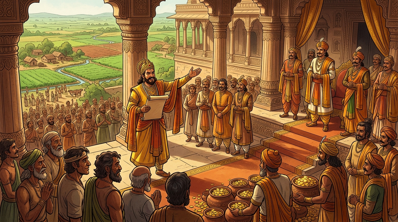 King Bhoja issues royal proclamations establishing peasant land-title protections