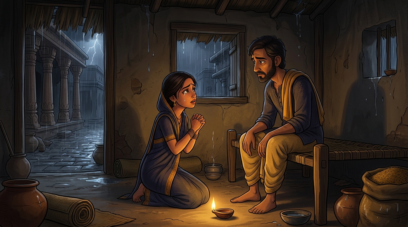 Arundhati pleads: 'Husband, we have had no food for three days; go to Vikramaditya's court!'