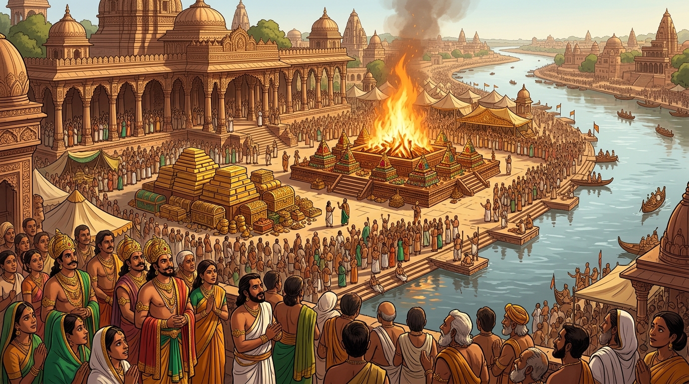 Along the sacred Shipra river in Ujjayini, hundreds of thousands gather for the Sarvamedha Yajna