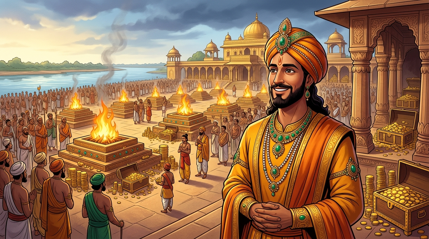 Vikramaditya smiles with radiant spiritual peace: 'What belongs to God cannot be withheld!'