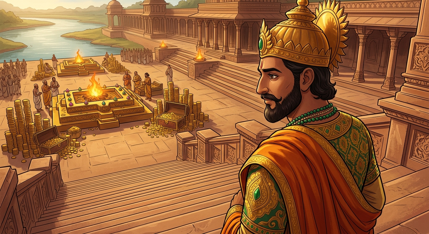 King Bhoja steps down from the thirtieth step, ordering free public universities established