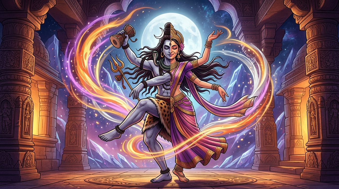 'Tandava and Lasya are inseparable like fire and heat; you are the unbroken Ardhanarishvara!'