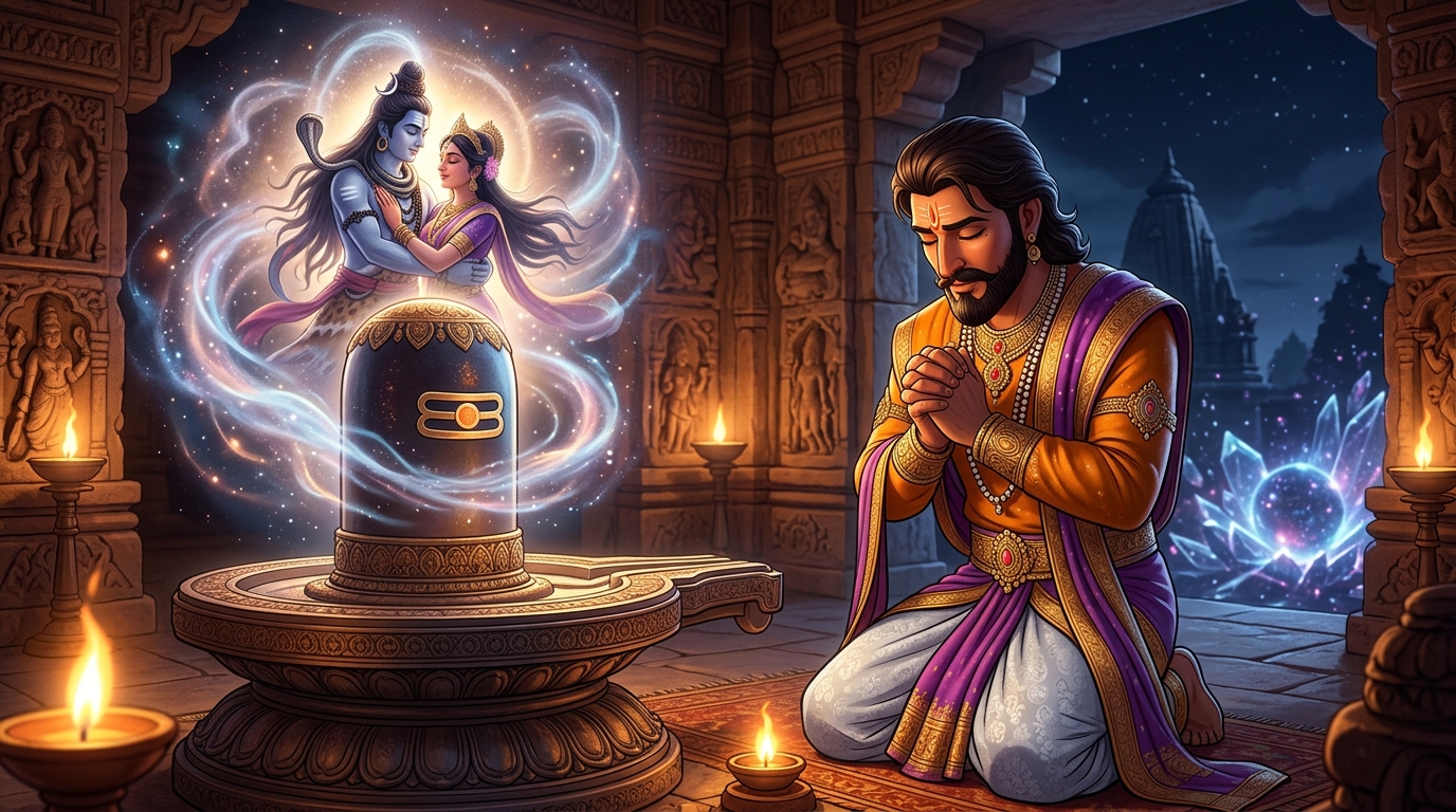 Vikramaditya prays: 'Grant only that my mind never wavers from Dharma!'