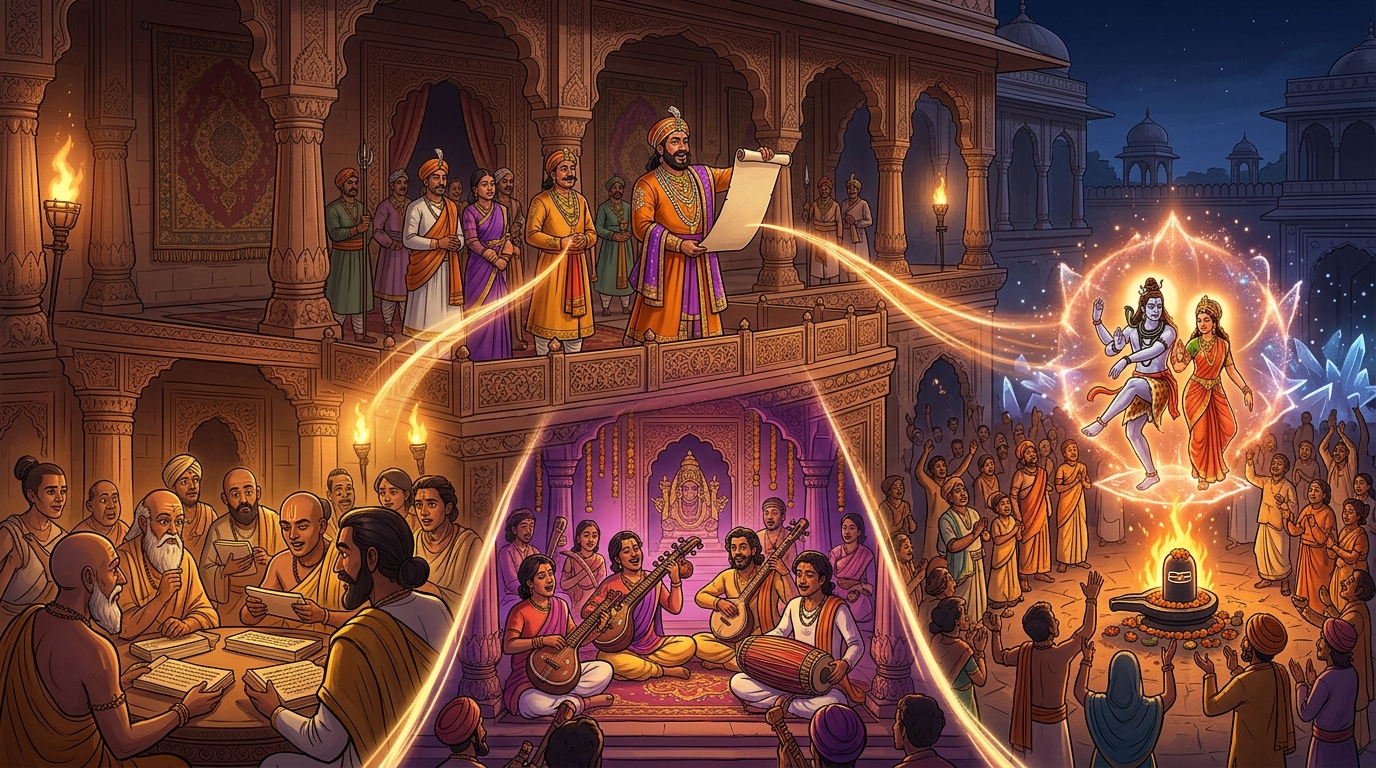 King Bhoja issues royal proclamations establishing Advaita Vedanta study centers